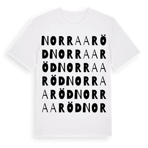Norra Aröd ordlek t-shirt – ekologisk bomull t-shirt från Pinshirt