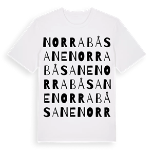 Norra Båsane ordlek t-shirt – ekologisk bomull t-shirt från Pinshirt