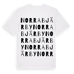 Norra Bjärby ordlek t-shirt – ekologisk bomull t-shirt från Pinshirt