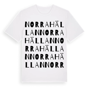 Norra Hällan ordlek t-shirt – ekologisk bomull t-shirt från Pinshirt