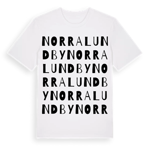 Norra Lundby ordlek t-shirt – ekologisk bomull t-shirt från Pinshirt