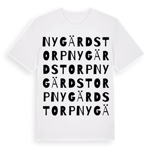 Nygärdstorp ordlek t-shirt – ekologisk bomull t-shirt från Pinshirt