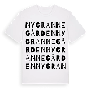 Nygrannegården ordlek t-shirt – ekologisk bomull t-shirt från Pinshirt