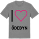 Mid Heather Gray t-shirt med Jag älskar Ödebyn t-shirt stort tryck