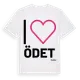 White t-shirt med Jag älskar Ödet t-shirt stort tryck