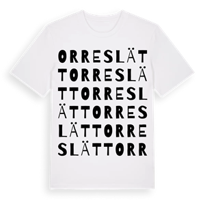 Orreslätt ordlek t-shirt – ekologisk bomull t-shirt från Pinshirt