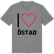 Mid Heather Gray t-shirt med Jag älskar Östad t-shirt stort tryck