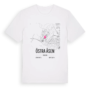 Östra Åsen karta t-shirt – ekologisk bomull t-shirt från PinShirt