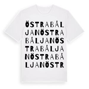 Östra Båljan ordlek t-shirt – ekologisk bomull t-shirt från Pinshirt