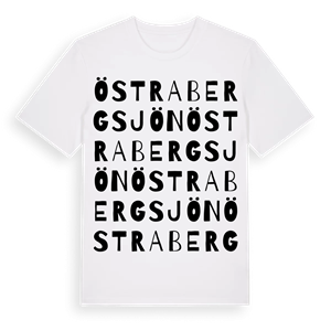 Östra Bergsjön ordlek t-shirt – ekologisk bomull t-shirt från Pinshirt
