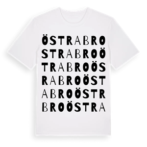 Östra Bro ordlek t-shirt – ekologisk bomull t-shirt från Pinshirt