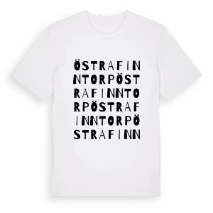 Östra Finntorp ordlek t-shirt – ekologisk bomull t-shirt från PinShirt