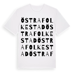 Östra Folkestad ordlek t-shirt – ekologisk bomull t-shirt från Pinshirt