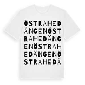 Östra Hedängen ordlek t-shirt – ekologisk bomull t-shirt från Pinshirt