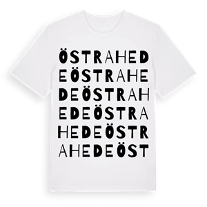 Östra Hede ordlek t-shirt – ekologisk bomull t-shirt från Pinshirt