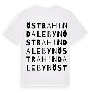 Östra Hindalebyn ordlek t-shirt – ekologisk bomull t-shirt från Pinshirt