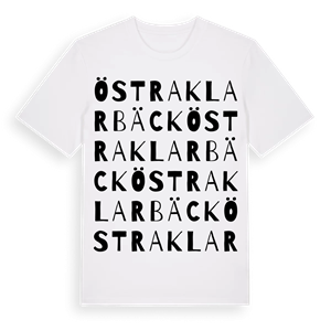 Östra Klarbäck ordlek t-shirt – ekologisk bomull t-shirt från Pinshirt