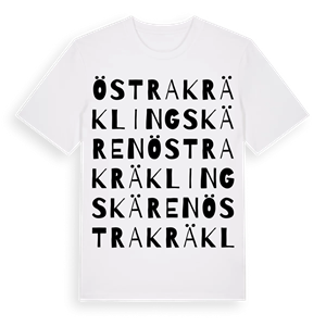 Östra Kräklingskären ordlek t-shirt – ekologisk bomull t-shirt från Pinshirt