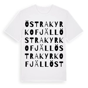 Östra Kyrkofjäll ordlek t-shirt – ekologisk bomull t-shirt från Pinshirt
