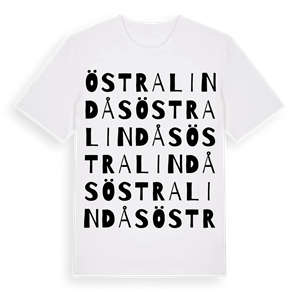 Östra Lindås ordlek t-shirt – ekologisk bomull t-shirt från Pinshirt