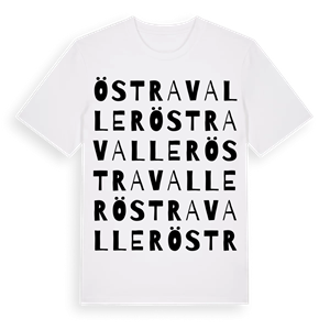 Östra Valler ordlek t-shirt – ekologisk bomull t-shirt från Pinshirt