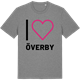 Mid Heather Gray t-shirt med Jag älskar Överby t-shirt stort tryck