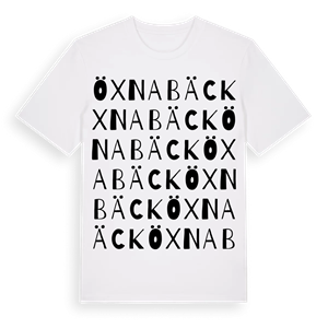 Öxnabäck ordlek t-shirt – ekologisk bomull t-shirt från Pinshirt