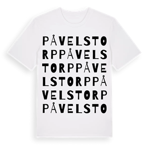 Påvelstorp ordlek t-shirt – ekologisk bomull t-shirt från Pinshirt