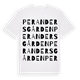 White t-shirt med Per Andersgården ordlek t-shirt