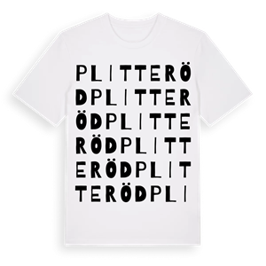 Plitteröd ordlek t-shirt – ekologisk bomull t-shirt från Pinshirt