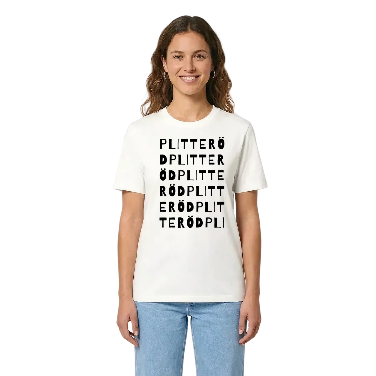Plitteröd ordlek t-shirt i miljö
