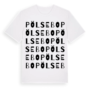 Pölsebo ordlek t-shirt – ekologisk bomull t-shirt från Pinshirt