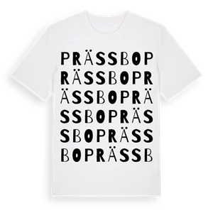 Prässbo ordlek t-shirt – ekologisk bomull t-shirt från Pinshirt