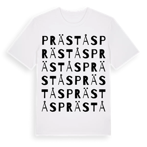 Prästås ordlek t-shirt – ekologisk bomull t-shirt från Pinshirt