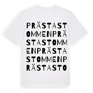 Prästastommen ordlek t-shirt – ekologisk bomull t-shirt från Pinshirt