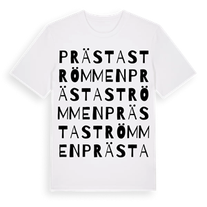 Prästaströmmen ordlek t-shirt – ekologisk bomull t-shirt från Pinshirt