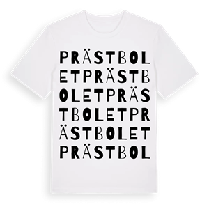 Prästbolet ordlek t-shirt – ekologisk bomull t-shirt från Pinshirt