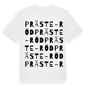 Präste-Röd ordlek t-shirt – ekologisk bomull t-shirt från Pinshirt
