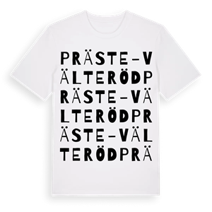 Präste-Välteröd ordlek t-shirt – ekologisk bomull t-shirt från Pinshirt