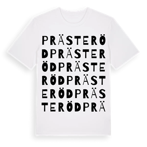Prästeröd ordlek t-shirt – ekologisk bomull t-shirt från Pinshirt