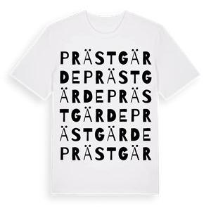 Prästgärde ordlek t-shirt – ekologisk bomull t-shirt från Pinshirt
