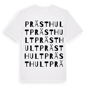 Prästhult ordlek t-shirt – ekologisk bomull t-shirt från Pinshirt