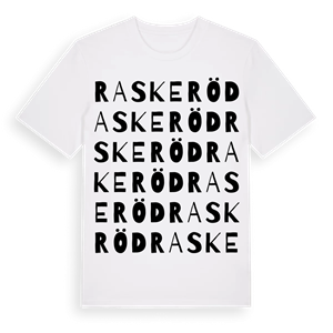 Raskeröd ordlek t-shirt – ekologisk bomull t-shirt från Pinshirt