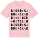 Pink Cotton t-shirt med Råssö + Sandbackarna + Liden + Gatelid ordlek t-shirt