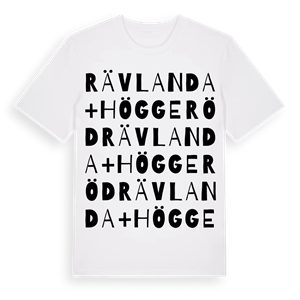 Rävlanda + Höggeröd ordlek t-shirt – ekologisk bomull t-shirt från Pinshirt
