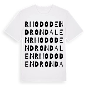 Rhododendrondalen ordlek t-shirt – ekologisk bomull t-shirt från Pinshirt