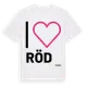 White t-shirt med Jag älskar Röd t-shirt stort tryck