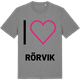 Mid Heather Gray t-shirt med Jag älskar Rörvik t-shirt stort tryck