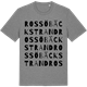 Mid Heather Gray t-shirt med Rossöbäckstrand ordlek t-shirt