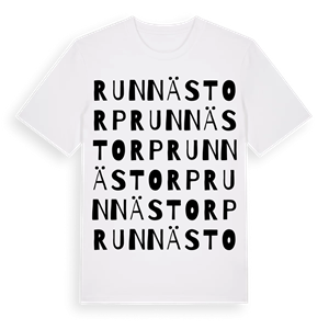 Runnästorp ordlek t-shirt – ekologisk bomull t-shirt från Pinshirt
